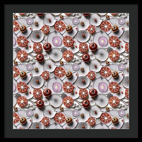 Geometric Food Pattern Design - Framed Print
