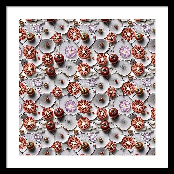 Geometric Food Pattern Design - Framed Print