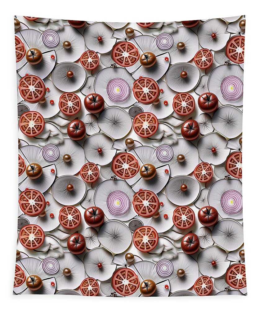 Geometric Food Pattern Design - Tapestry