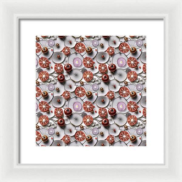 Geometric Food Pattern Design - Framed Print