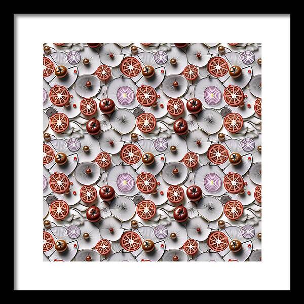 Geometric Food Pattern Design - Framed Print
