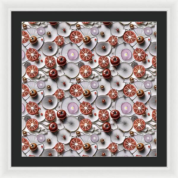 Geometric Food Pattern Design - Framed Print