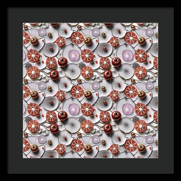 Geometric Food Pattern Design - Framed Print