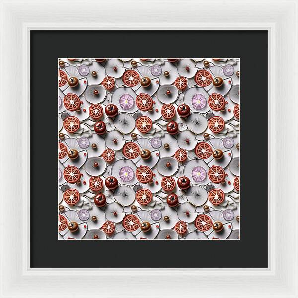 Geometric Food Pattern Design - Framed Print