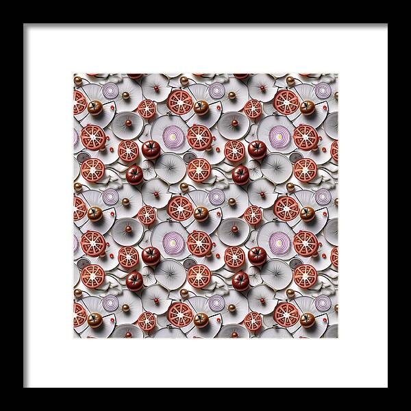 Geometric Food Pattern Design - Framed Print