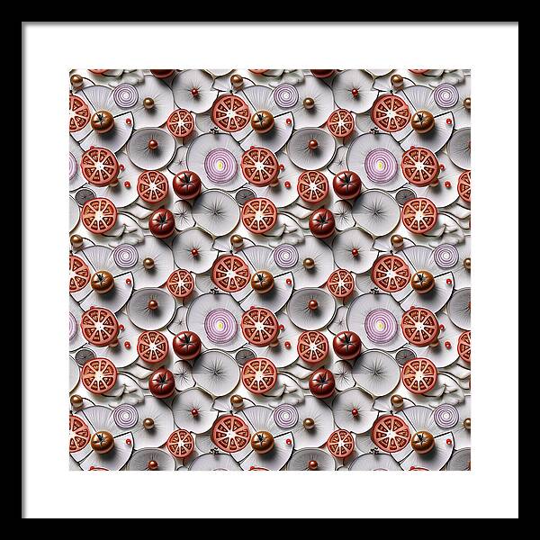 Geometric Food Pattern Design - Framed Print