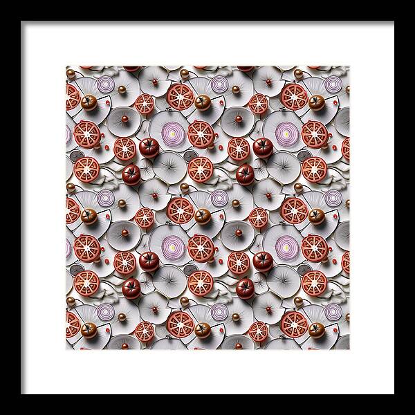 Geometric Food Pattern Design - Framed Print