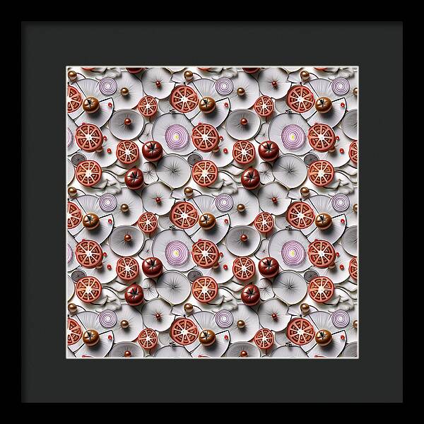 Geometric Food Pattern Design - Framed Print