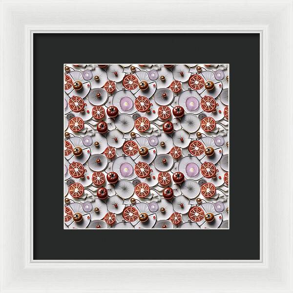 Geometric Food Pattern Design - Framed Print