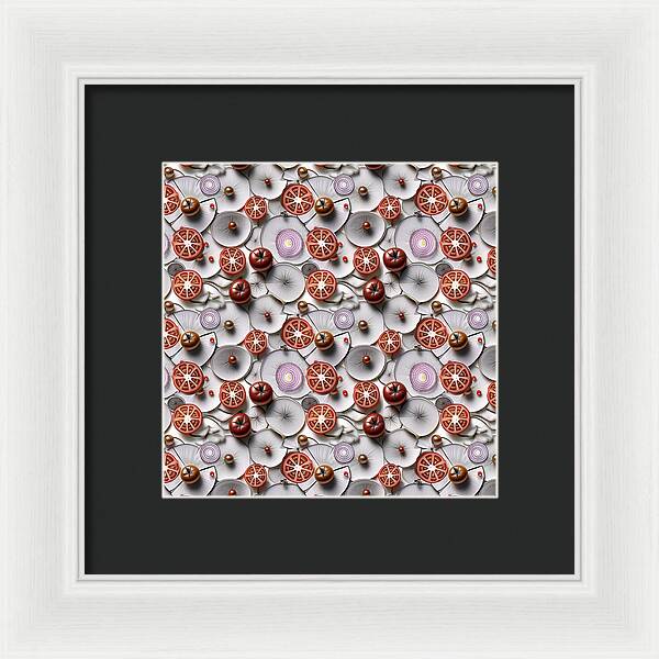 Geometric Food Pattern Design - Framed Print