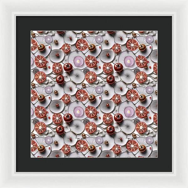 Geometric Food Pattern Design - Framed Print