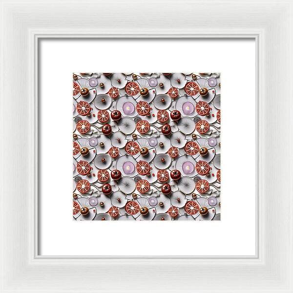 Geometric Food Pattern Design - Framed Print