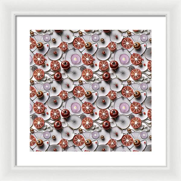 Geometric Food Pattern Design - Framed Print