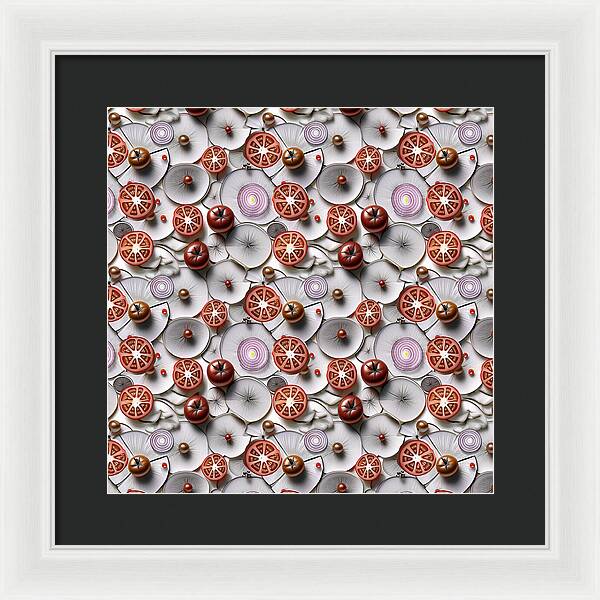 Geometric Food Pattern Design - Framed Print