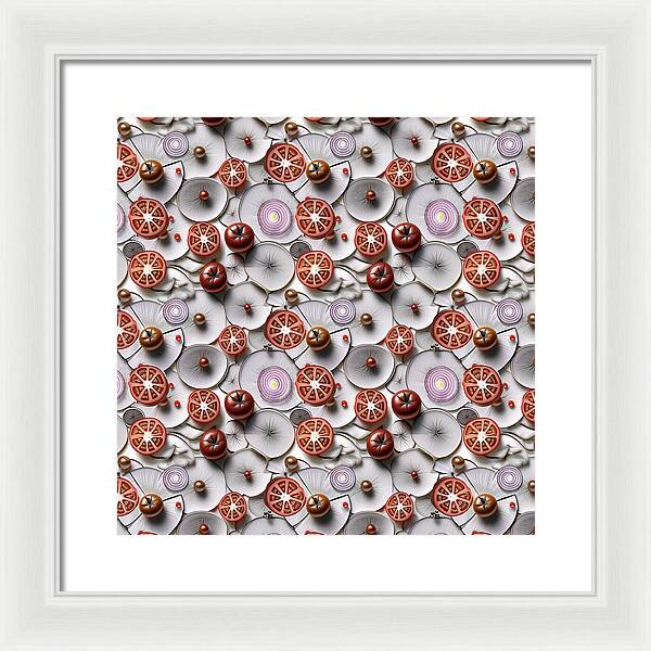 Geometric Food Pattern Design - Framed Print