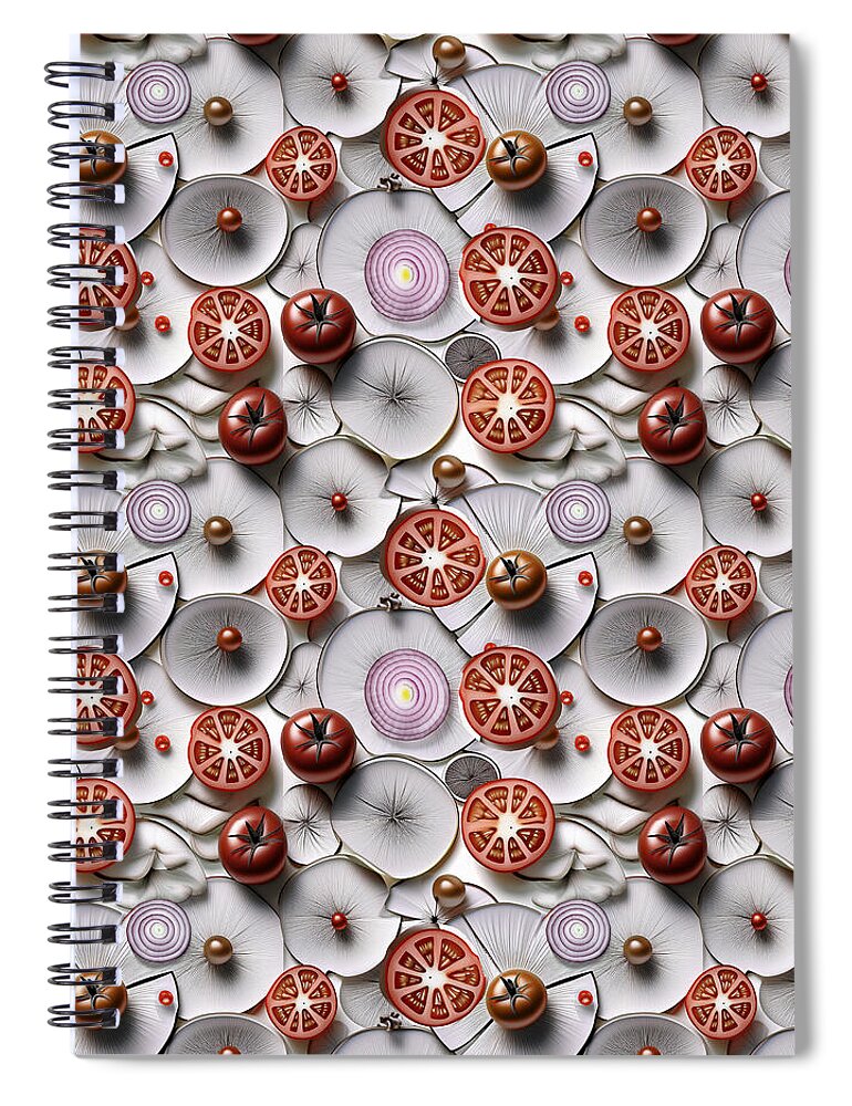Geometric Food Pattern Design - Spiral Notebook