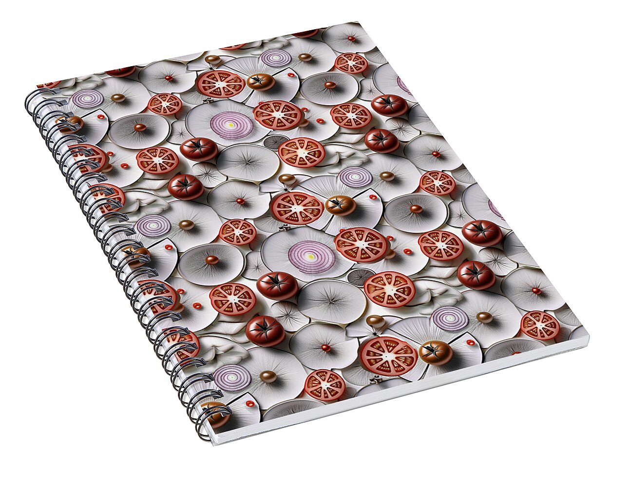 Geometric Food Pattern Design - Spiral Notebook