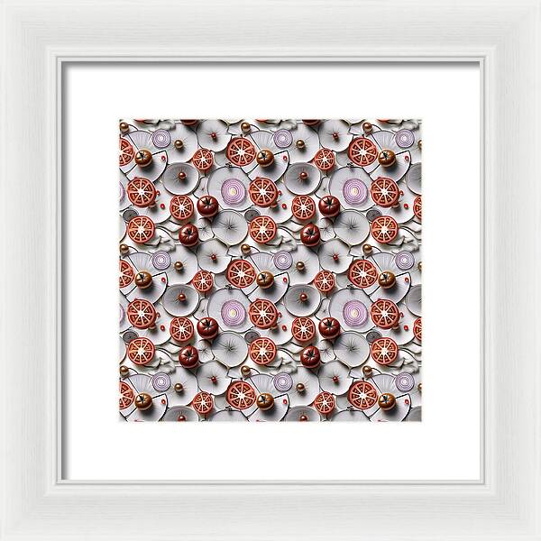 Geometric Food Pattern Design - Framed Print