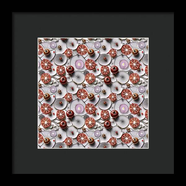 Geometric Food Pattern Design - Framed Print
