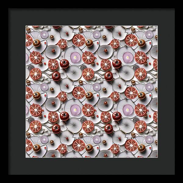 Geometric Food Pattern Design - Framed Print