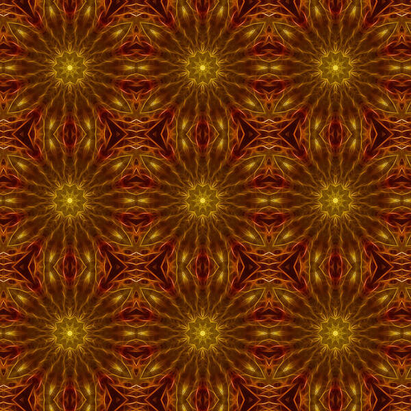 Gold Red Star Kaleidoscope - Art Print