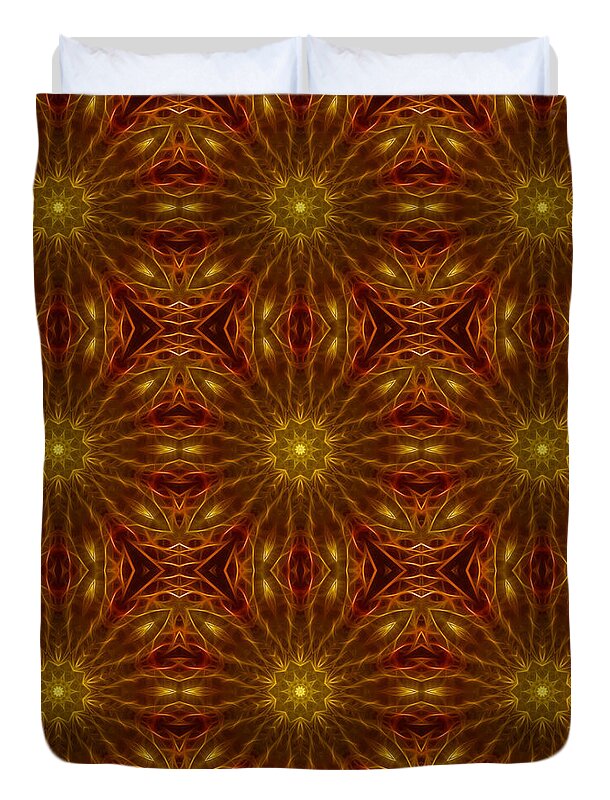 Gold Red Star Kaleidoscope - Duvet Cover