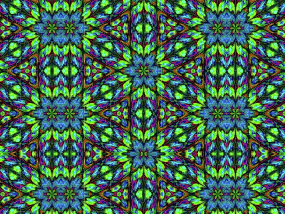 Green and Blue Geometric Kaleidoscope - Puzzle