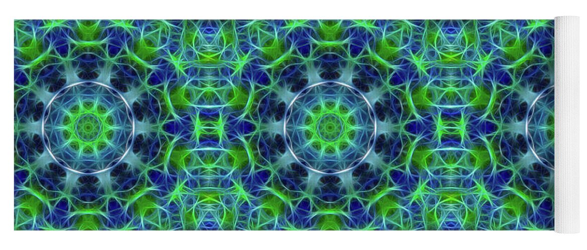 Green and Blue Kaleidoscope - Yoga Mat