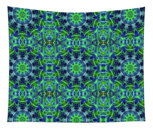 Green and Blue Kaleidoscope - Tapestry