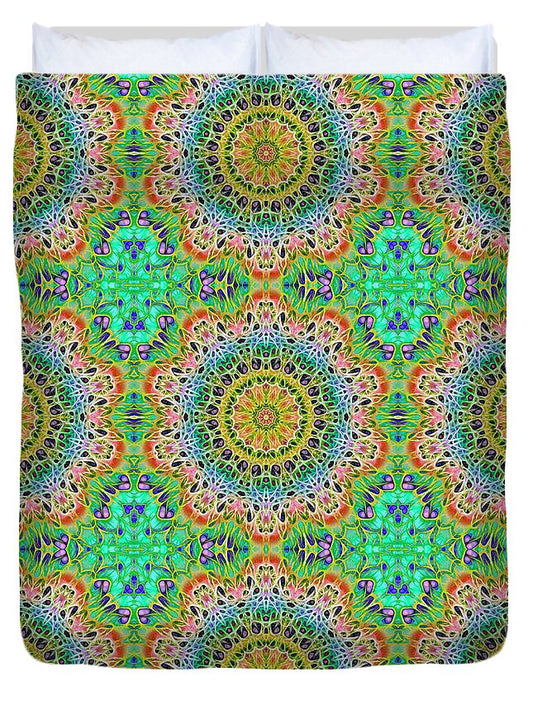 Green Orange Kaleidoscope - Duvet Cover