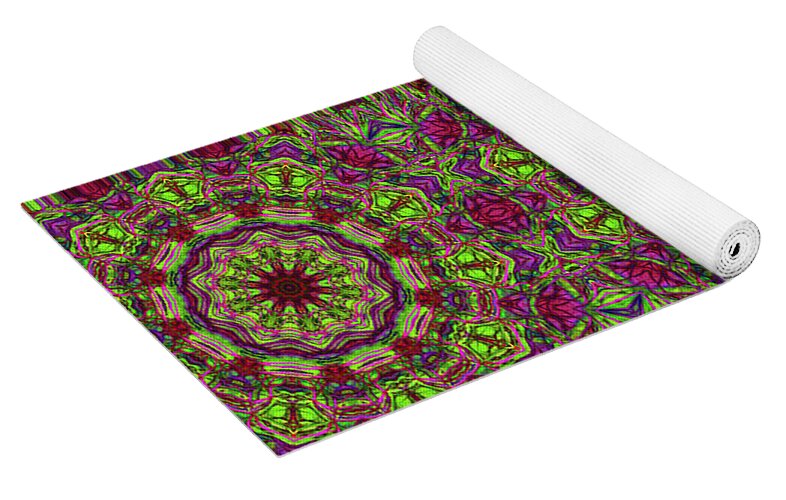 Green Pink Kaleidoscope - Yoga Mat