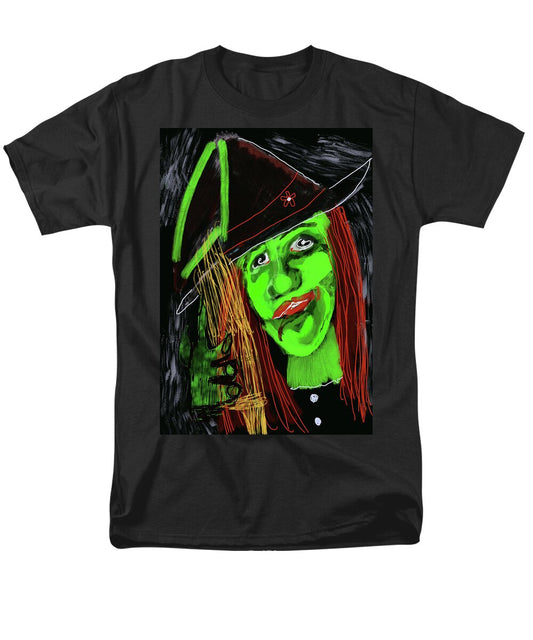 Green Witch with a Broom - Men's T-Shirt  (Regular Fit)