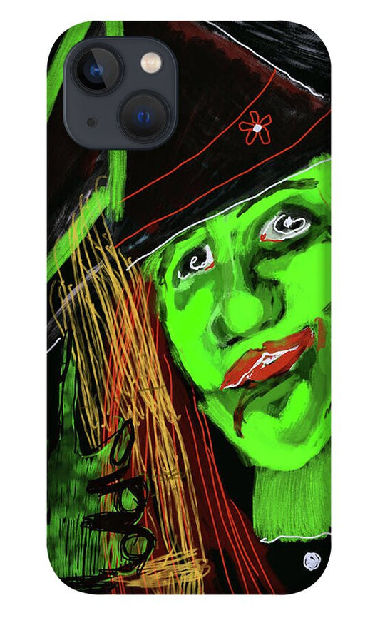 Green Witch with a Broom - Phone Case