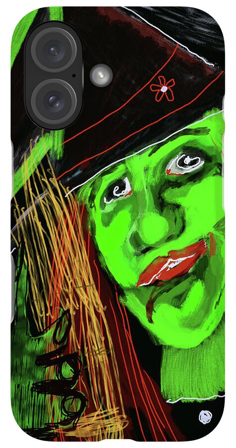 Green Witch with a Broom - Phone Case