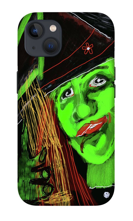 Green Witch with a Broom - Phone Case