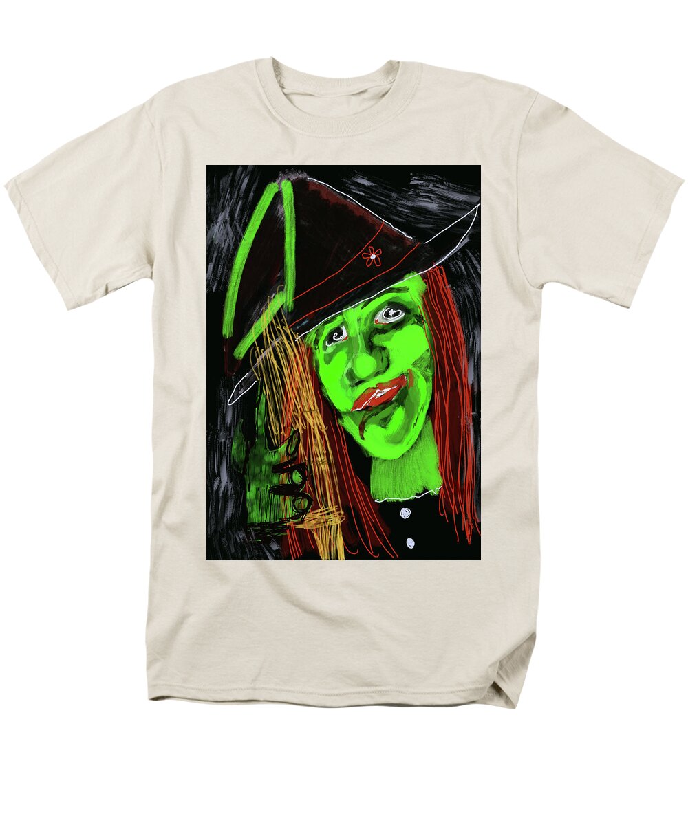 Green Witch with a Broom - Men's T-Shirt (Regular Fit)