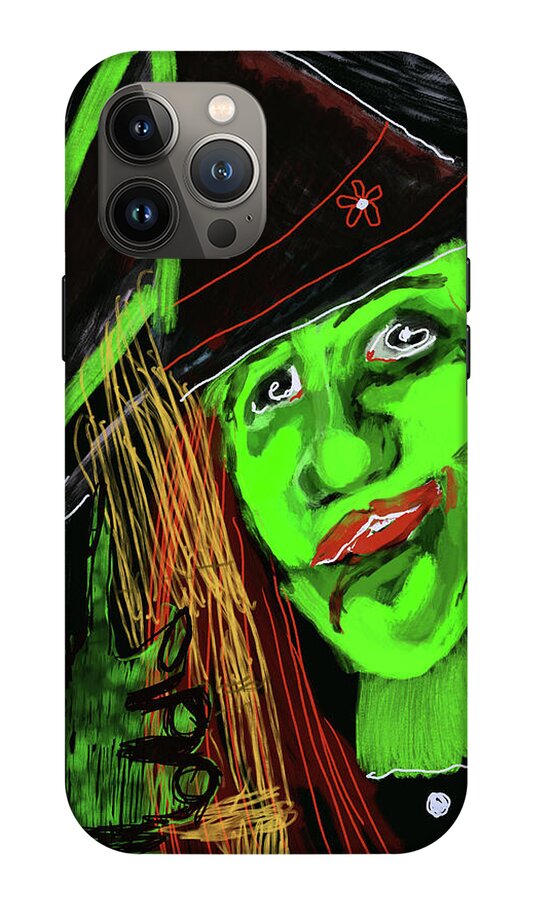 Green Witch with a Broom - Phone Case