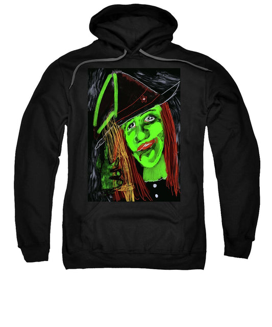 Green Witch with a Broom - Sweatshirt