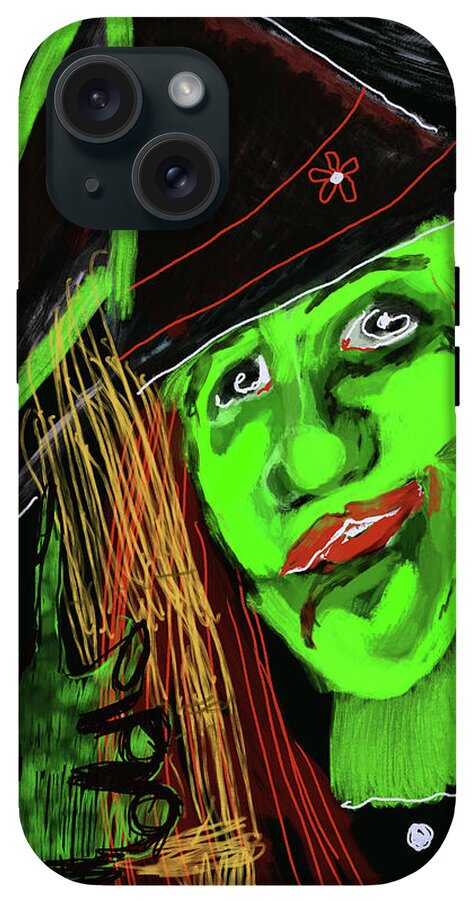 Green Witch with a Broom - Phone Case