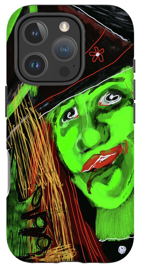 Green Witch with a Broom - Phone Case
