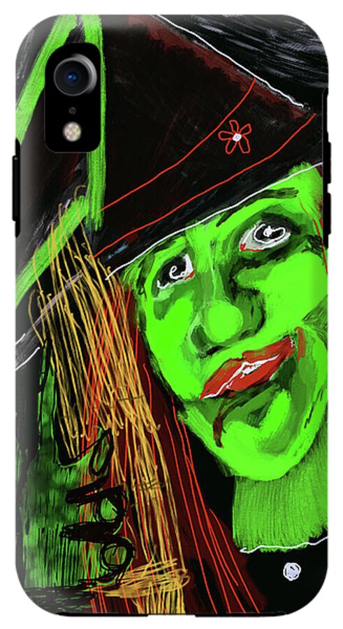 Green Witch with a Broom - Phone Case
