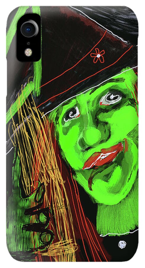 Green Witch with a Broom - Phone Case
