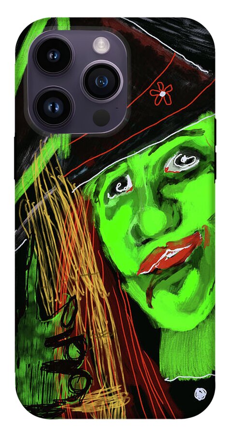 Green Witch with a Broom - Phone Case