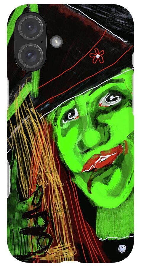 Green Witch with a Broom - Phone Case