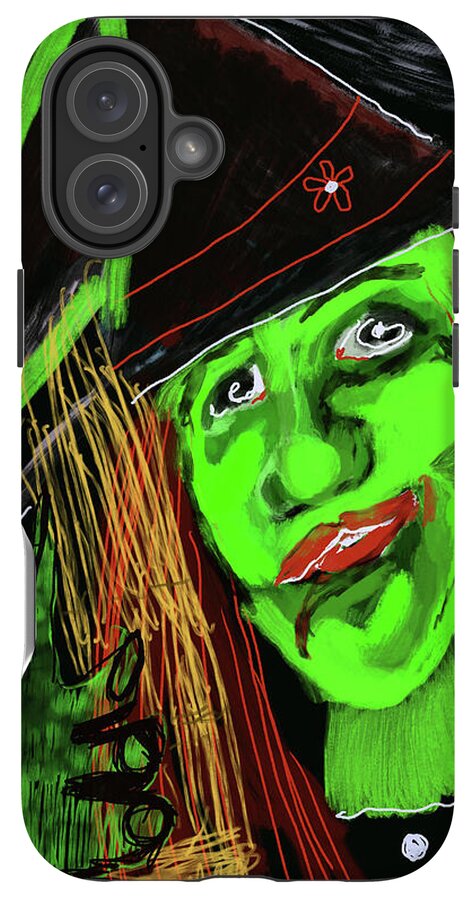Green Witch with a Broom - Phone Case