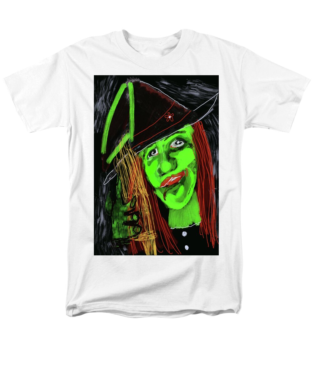 Green Witch with a Broom - Men's T-Shirt (Regular Fit)