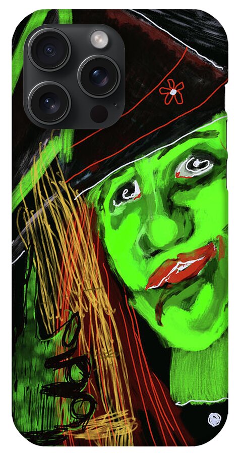 Green Witch with a Broom - Phone Case