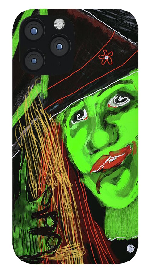 Green Witch with a Broom - Phone Case