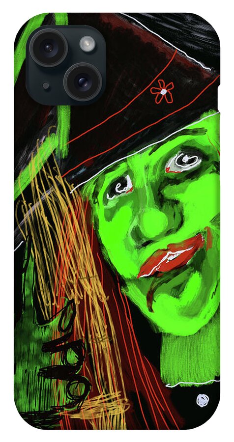 Green Witch with a Broom - Phone Case