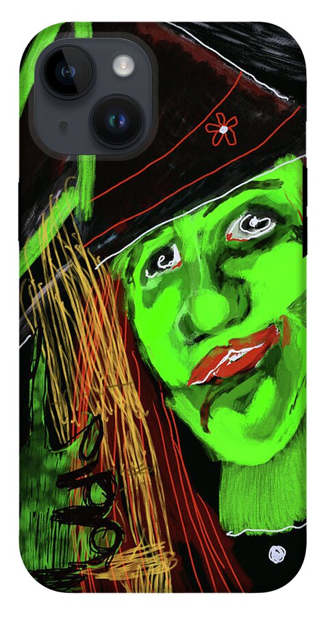 Green Witch with a Broom - Phone Case